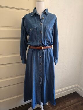 Vintage Fads Denim Button-Front Shirt Dress